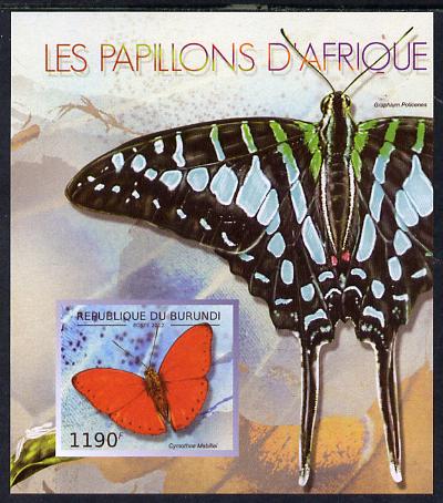 Burundi 2013 Butterflies #4 imperf deluxe sheet unmounted mint, stamps on butterflies