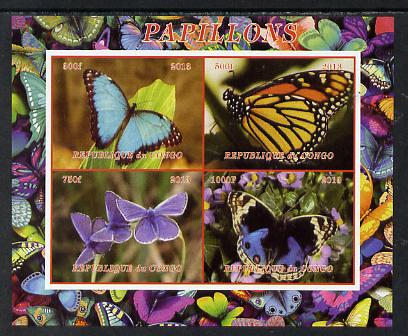Congo 2013 Butterflies #1 imperf sheetlet containing 4 vals unmounted mint. Note this item is privately produced and is offered purely on its thematic appeal , stamps on butterflies