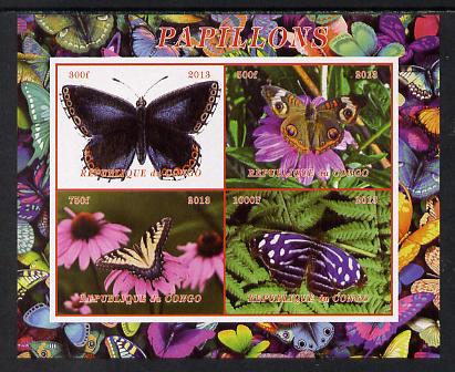 Congo 2013 Butterflies #2 imperf sheetlet containing 4 vals unmounted mint. Note this item is privately produced and is offered purely on its thematic appeal , stamps on , stamps on  stamps on butterflies