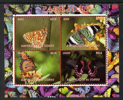 Congo 2013 Butterflies #3 perf sheetlet containing 4 vals unmounted mint. Note this item is privately produced and is offered purely on its thematic appeal , stamps on butterflies