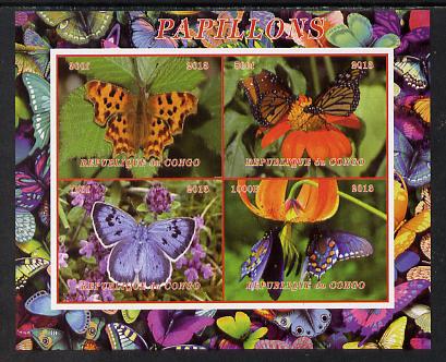 Congo 2013 Butterflies #4 imperf sheetlet containing 4 vals unmounted mint. Note this item is privately produced and is offered purely on its thematic appeal , stamps on , stamps on  stamps on butterflies