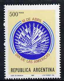 Argentine Republic 1980 Day of the Americas unmounted mint, SG 1670*, stamps on , stamps on  stamps on flags