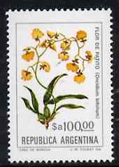 Argentine Republic 1983 Flowers 100p (Oncidium bifolium) unmounted mint SG 1834, Mi 1714*, stamps on , stamps on  stamps on flowers     orchids