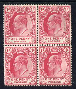 Cape Of Good Hope 1902-04 KE7 1d carmine block of 4 two stamps unmounted mint SG 71, stamps on . ke7 , stamps on 