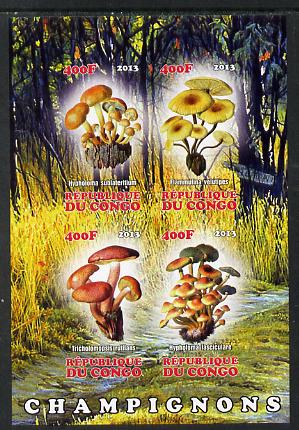Congo 2013 Fungi #1 imperf sheetlet containing four values unmounted mint, stamps on , stamps on  stamps on fungi