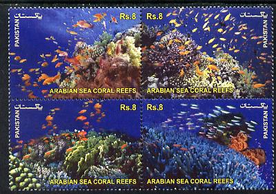 Pakistan 2012 Arabian Sea Coral Reefs perf set of 4 unmounted mint, stamps on , stamps on  stamps on marine life, stamps on  stamps on coral, stamps on  stamps on fish