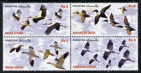 Pakistan 2012 Migratory Birds perf set of 4 unmounted mint, stamps on birds