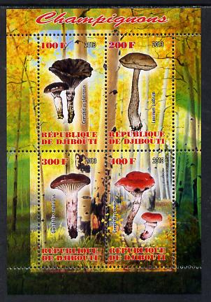 Djibouti 2013 Fungi #1 perf sheetlet containing 4 values unmounted mint, stamps on , stamps on  stamps on fungi