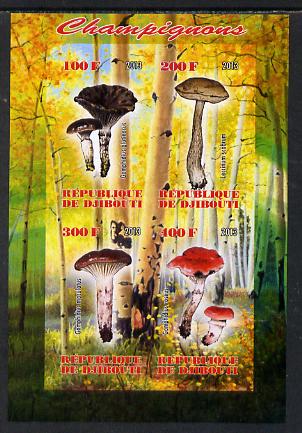 Djibouti 2013 Fungi #1 imperf sheetlet containing 4 values unmounted mint, stamps on , stamps on  stamps on fungi