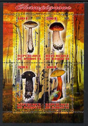 Djibouti 2013 Fungi #2 perf sheetlet containing 4 values unmounted mint, stamps on , stamps on  stamps on fungi