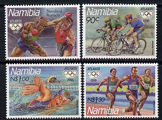 Namibia 1996 Atlanta Olympic Games perf set of 4 unmounted mint SG 688-91, stamps on , stamps on  stamps on sport, stamps on  stamps on olympics, stamps on  stamps on swimming, stamps on  stamps on running, stamps on  stamps on boxing, stamps on  stamps on bicycles, stamps on  stamps on cycling