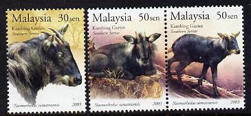 Malaysia 2003 Southern Serow perf set of 3 unmounted mint SG 1113-15, stamps on , stamps on  stamps on antelope, stamps on  stamps on bovine