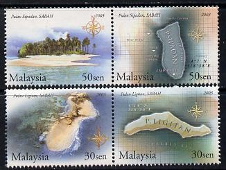 Malaysia 2003 Islands & Beaches - 2nd series perf set of 4 unmounted mint SG 1149-52, stamps on , stamps on  stamps on tourism, stamps on  stamps on maps