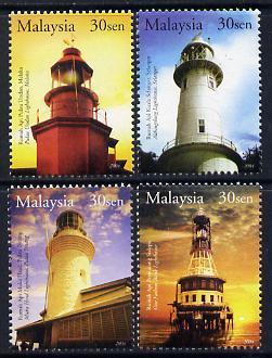 Malaysia 2004 Lighthouses perf set of 4 unmounted mint SG 1181-84, stamps on , stamps on  stamps on tourism, stamps on  stamps on maps