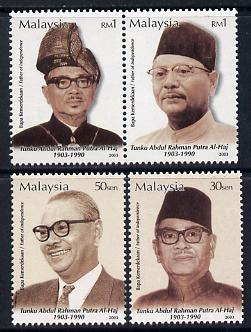 Malaysia 2003 Birth Centenary of Tunku Abdul Rahman perf set of 4 unmounted mint SG 1125-28, stamps on constitutions, stamps on 