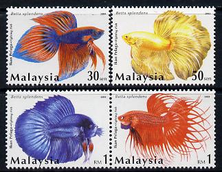 Malaysia 2003 Siamese Fighting Fish perf set of 4 unmounted mint SG 1133-36, stamps on , stamps on  stamps on fish