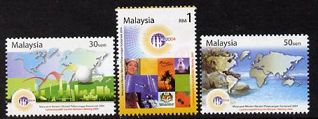 Malaysia 2004 Tourism Ministers Meeting perf set of 3 unmounted mint SG 1192-4, stamps on constitutions, stamps on tourism, stamps on maps, stamps on 