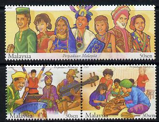 Malaysia 2002 Malaysian Unity perf set of 3 unmounted mint SG 1092-94, stamps on , stamps on  stamps on music, stamps on  stamps on dancing, stamps on  stamps on children