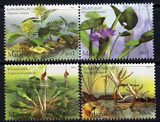 Malaysia 2002 Aquatic Plants perf set of 4 unmounted mint SG 1075-78, stamps on plants, stamps on flowers, stamps on 