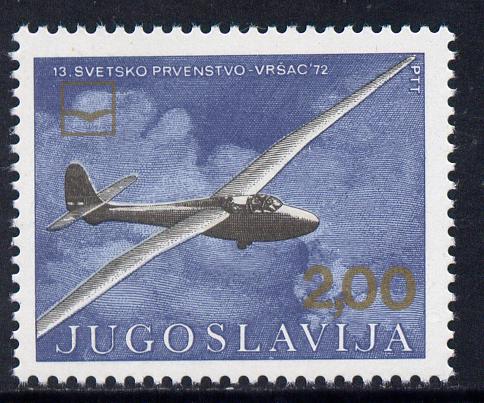 Yugoslavia 1972 World Gliding Championships 2d unmounted mint, SG 1528, stamps on aviation, stamps on gliding