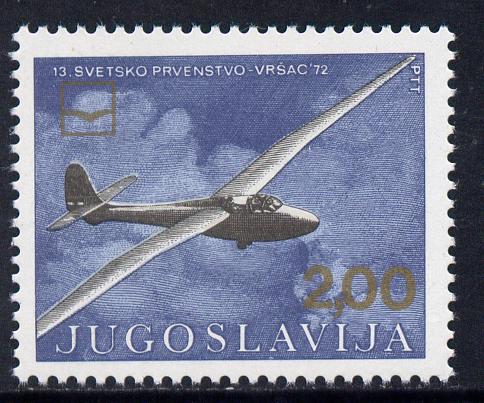 Yugoslavia 1972 World Gliding Championships 2d unmounted mint, SG 1528, stamps on aviation, stamps on gliding