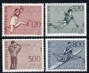 Yugoslavia 1976 Montreal Olympic Games perf set of 4 unmounted mint, SG 1742-45, stamps on , stamps on  stamps on olympics, stamps on  stamps on long jump, stamps on  stamps on handball, stamps on  stamps on shooting, stamps on  stamps on rowing