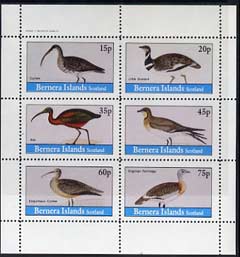 Bernera 1982 Birds #15 (Curlew, Bustard, Ibis & Partridge) perf set of 6 values (15p to 75p) unmounted mint, stamps on , stamps on  stamps on birds     game