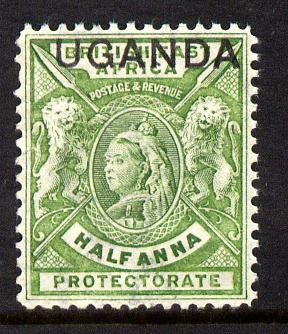 Uganda 1902 Crown CA overprint on QV 1/2d yellow-green unmounted mint SG 92, stamps on , stamps on  qv , stamps on 