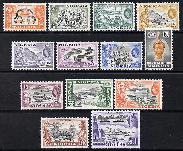 Nigeria 1953-58 pictorial definitive set complete 13 values unmounted mint SG 69-80, stamps on 