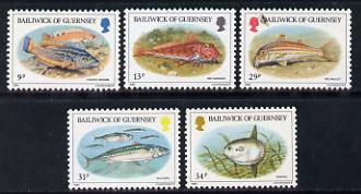 Guernsey 1985 Fish set of 5 unmounted mint, SG 332-36, stamps on , stamps on  stamps on fish     marine-life