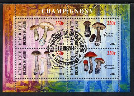 Ivory Coast 2013 Fungi #1 perf sheetlet containing 4 values fine cto used, stamps on fungi
