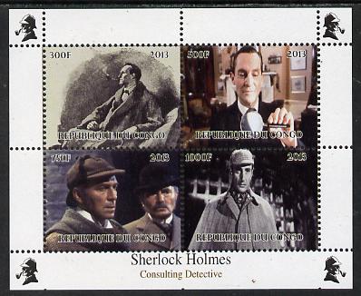 Congo 2013 Sherlock Holmes #4 perf sheetlet containing 4 vals unmounted mint. Note this item is privately produced and is offered purely on its thematic appeal , stamps on , stamps on  stamps on crime, stamps on  stamps on films, stamps on  stamps on  tv , stamps on  stamps on films, stamps on  stamps on cinema, stamps on  stamps on movies, stamps on  stamps on london, stamps on  stamps on literature, stamps on  stamps on smoking, stamps on  stamps on tobacco