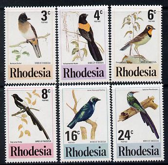 Rhodesia 1977 Birds 2nd series perf set of 6 unmounted mint SG 537-42, stamps on birds, stamps on hoopoe, stamps on starling, stamps on shrike