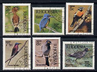 Rhodesia 1971 Birds 1st series perf set of 6 cds used SG 459-64, stamps on , stamps on  stamps on birds, stamps on  stamps on hoopoe, stamps on  stamps on kingfisher, stamps on  stamps on bunting, stamps on  stamps on bee-eater, stamps on  stamps on bulbul, stamps on  stamps on plover