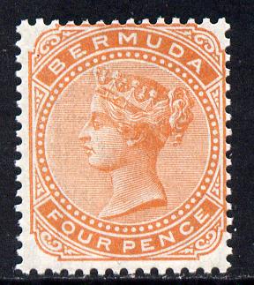 Bermuda 1880 QV Crown CC 4d orange-red unmounted mint SG 20, stamps on , stamps on  qv , stamps on 