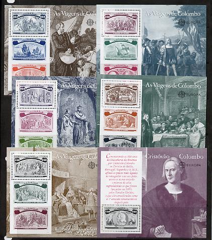 Spain 1992 Europa - 500th Anniversary of discovery of America by Columbus set of 6 m/sheets unmounted mint SG MS2292, stamps on europa, stamps on columbus, stamps on explorers, stamps on ships