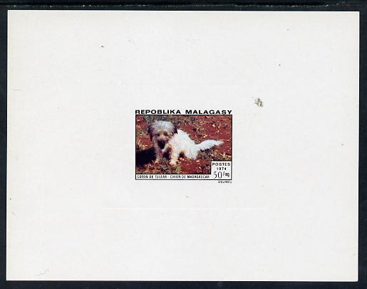 Malagasy Republic 1974 Dogs 50f imperf deluxe sheet in issued colours on thin card, as SG 289, stamps on dogs