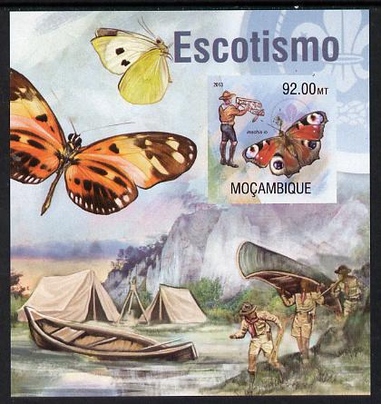 Mozambique 2013 Scouting & Butterflies #3 imperf m/sheet unmounted mint. Note this item is privately produced and is offered purely on its thematic appeal, stamps on scouts, stamps on butterflies, stamps on canoes, stamps on 