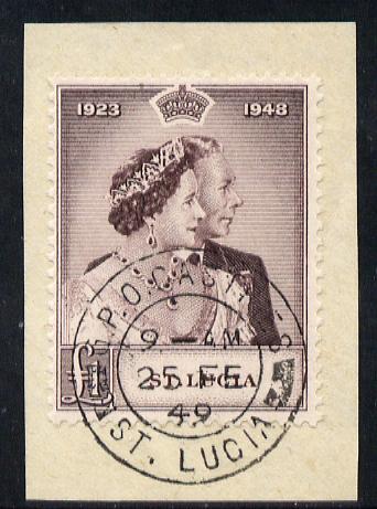St Lucia 1948 KG6 Royal Silver Wedding A31 on piece with full PO CASTRIES double ring cancel SG 145, stamps on , stamps on  stamps on , stamps on  stamps on  kg6 , stamps on  stamps on royalty, stamps on  stamps on silver wedding