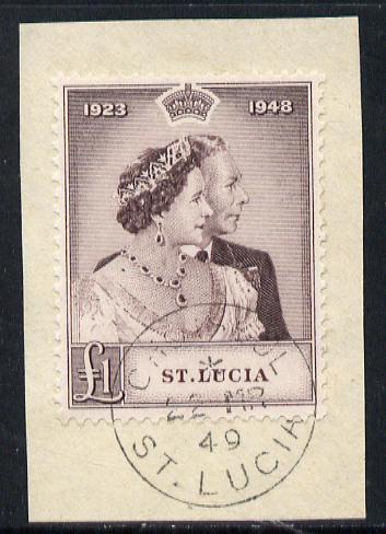 St Lucia 1948 KG6 Royal Silver Wedding A31 on piece with full CHOISEUL cds cancel SG 145, stamps on , stamps on  stamps on , stamps on  stamps on  kg6 , stamps on  stamps on royalty, stamps on  stamps on silver wedding