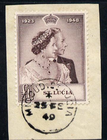 St Lucia 1948 KG6 Royal Silver Wedding \A31 on piece with full MICOUD cds cancel SG 145, stamps on , stamps on  kg6 , stamps on royalty, stamps on silver wedding