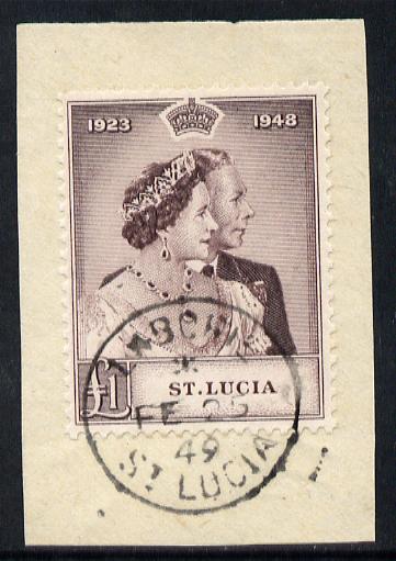 St Lucia 1948 KG6 Royal Silver Wedding \A31 on piece with full LABORIE cds cancel SG 145, stamps on , stamps on  kg6 , stamps on royalty, stamps on silver wedding