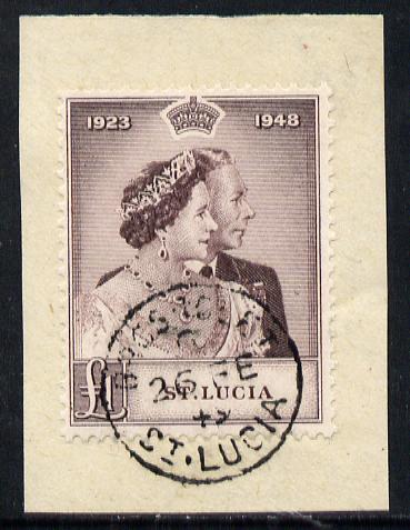 St Lucia 1948 KG6 Royal Silver Wedding A31 on piece with full GROS ISLET cds cancel SG 145, stamps on , stamps on  stamps on , stamps on  stamps on  kg6 , stamps on  stamps on royalty, stamps on  stamps on silver wedding