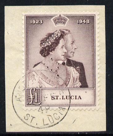 St Lucia 1948 KG6 Royal Silver Wedding A31 on piece with full ANSE LA RAYE cds cancel SG 145, stamps on , stamps on  stamps on , stamps on  stamps on  kg6 , stamps on  stamps on royalty, stamps on  stamps on silver wedding