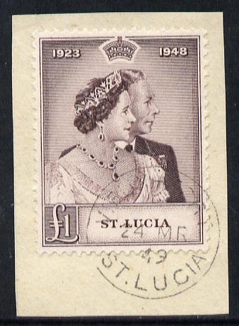 St Lucia 1948 KG6 Royal Silver Wedding A31 on piece with full VIEUX FORT cds cancel SG 145, stamps on , stamps on  stamps on , stamps on  stamps on  kg6 , stamps on  stamps on royalty, stamps on  stamps on silver wedding