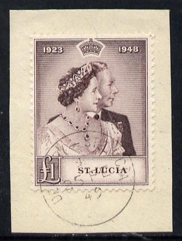 St Lucia 1948 KG6 Royal Silver Wedding A31 on piece with full DENNERY cds cancel SG 145, stamps on , stamps on  stamps on , stamps on  stamps on  kg6 , stamps on  stamps on royalty, stamps on  stamps on silver wedding