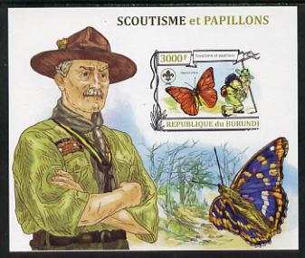 Burundi 2013 Scouting & Butterflies #2 imperf m/sheet unmounted mint, stamps on scouts, stamps on birds, stamps on parrots