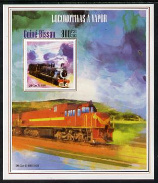 Guinea - Bissau 2013 Steam Locomotives #1 imperf m/sheet unmounted mint. Note this item is privately produced and is offered purely on its thematic appeal, stamps on railways