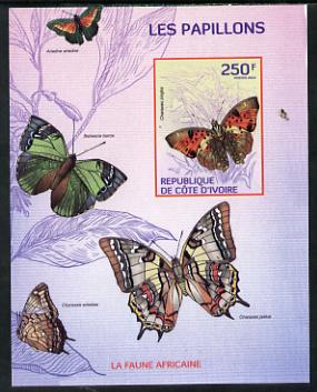 Ivory Coast 2014 Butterflies #1 imperf m/sheet unmounted mint. Note this item is privately produced and is offered purely on its thematic appeal, stamps on butterflies, stamps on 
