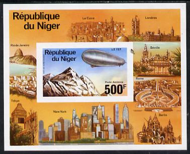 Niger Republic 1976 Zeppelin imperf m/sheet unmounted mint. Note this item is privately produced and is offered purely on its thematic appeal, as SG MS 629, stamps on , stamps on  stamps on aviation, stamps on  stamps on airships, stamps on  stamps on zeppelins